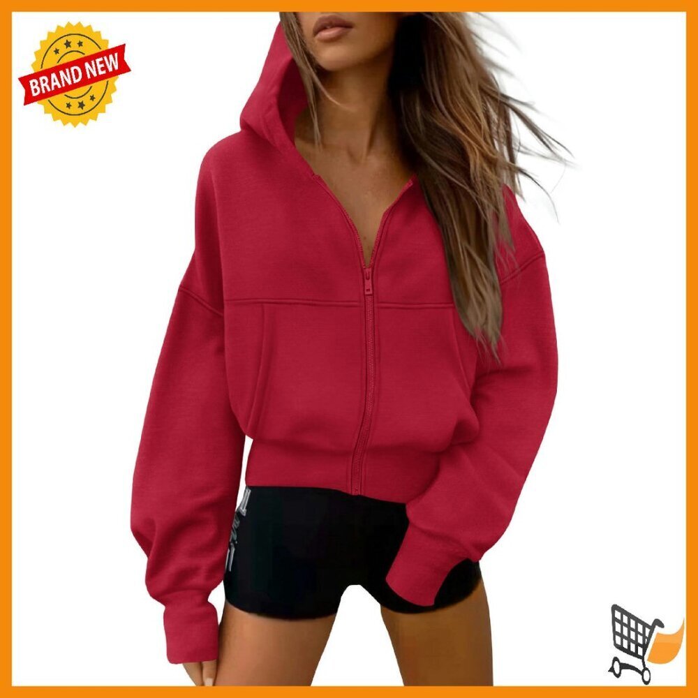 Women's Zip-Up Fleece Hoodie Long Sleeve Casual Sweatshirt Winter Jacket